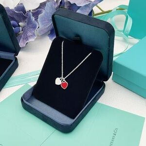 Tiffany & Co. Silver Necklace with Red Heart Charm